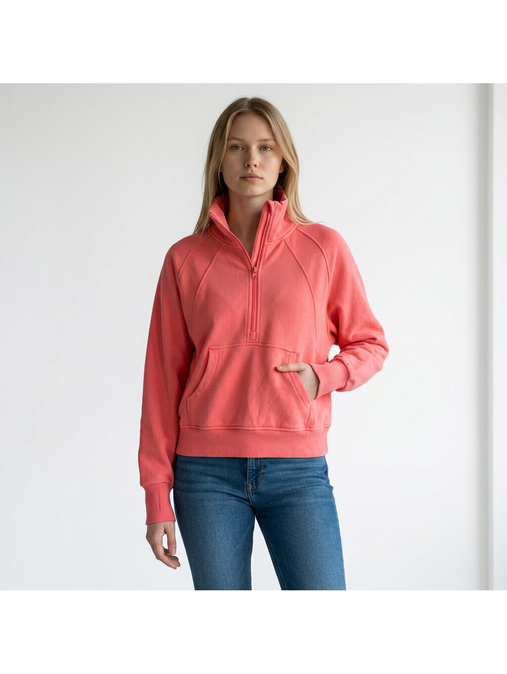 Discount Divas Sweatshirt Women L Large Pink Zipper Collared Long Sleeve Fleece